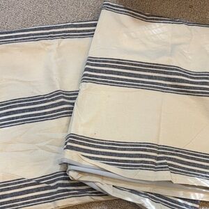 Pottery Barn Riveria Navy Stripe Curtain Panel Set 50x96